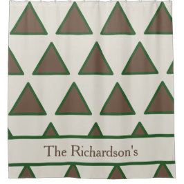 Cortina De Ducha Personalizado Verde Salvia Beige Triángulo Moderno