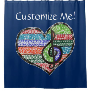 Cortina De Ducha Personalizar Me Colorful Music Treble Clef Heart