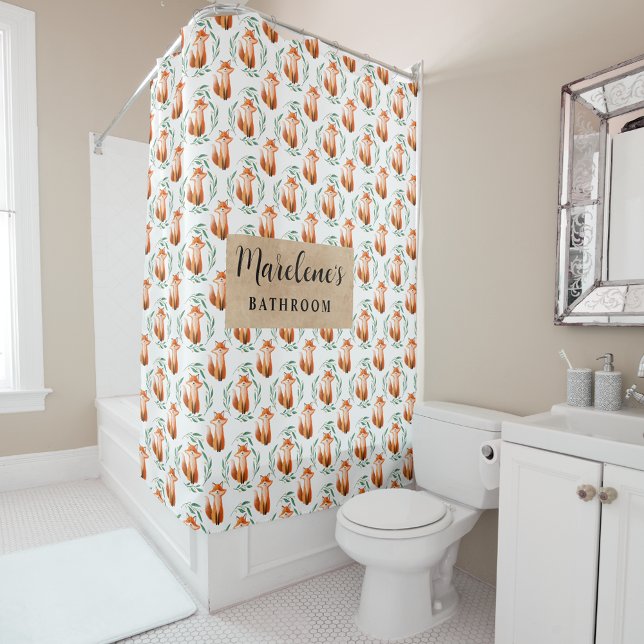 Cortina De Ducha Personalized Cute woodland Fox kids bathroom (Subido por el creador)