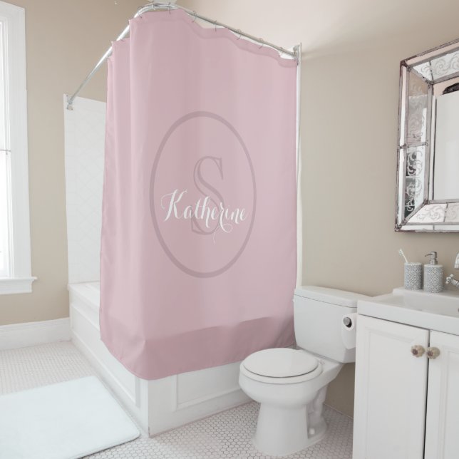 Cortina De Ducha Personalized Name Monogram Dusty Rose (In situ)