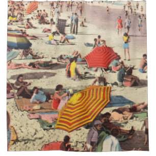 CORTINA DE DUCHA PERSONAS EN LA PLAYA DURANTE EL DÍA