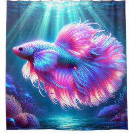 Cortina De Ducha Pescado Betta rosa
