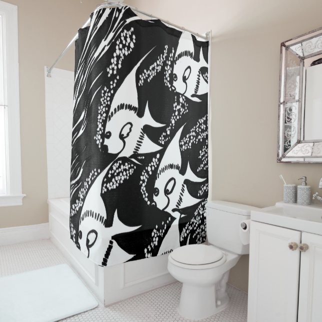 Cortina De Ducha Pescado blanco y negro (In situ)