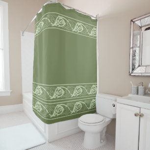 Cortina De Ducha Pescado celta de Knotwork en verde