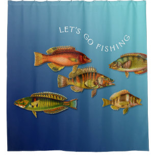 Cortina De Ducha Pescado colorido: Vamos a pescar