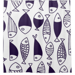 Cortina De Ducha Pescado lindo. Niños de fondo. Patrón sin foco. 24