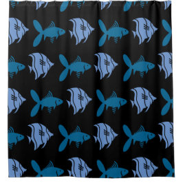 Cortina De Ducha Pescado Natación de azul gráfico en cualquier colo