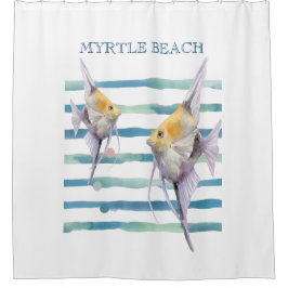 CORTINA DE DUCHA PESCADO TROPICAL DE COLOR ACUÁTICO, CASA DE PLAYA 