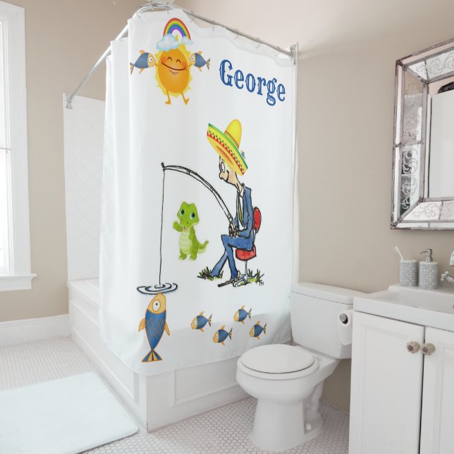 Cortina de ducha Pescador Colisionador de Pescado (In situ)