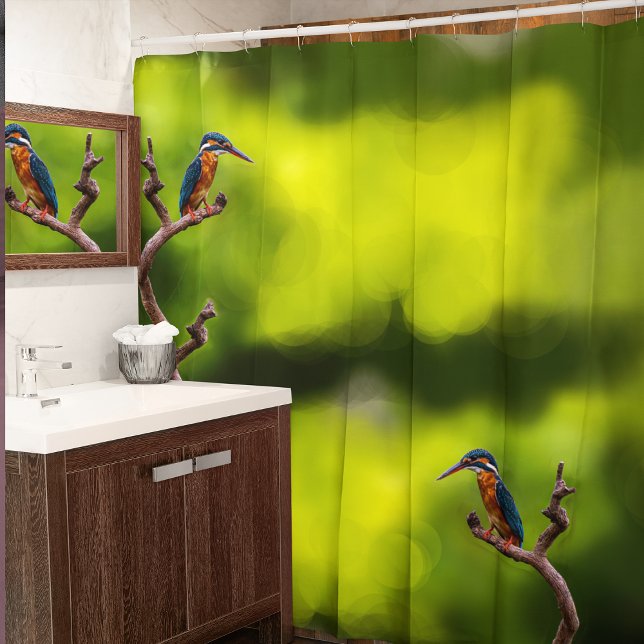 Cortina De Ducha Pescadores Reyes En Ramas (Kingfishers On Branches Shower Curtain)