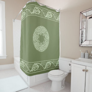 Cortina De Ducha Pescados de Knotwork del Celtic en verde