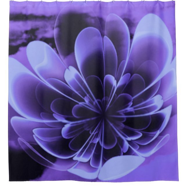 Cortina De Ducha Pétalos agachados de corola esterilizada azul (Anverso)