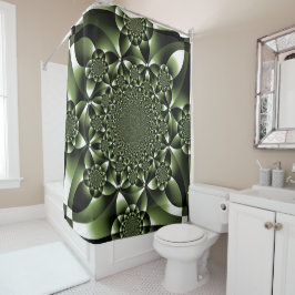 Cortina De Ducha Pétalos de hojas de bosque verde blanco