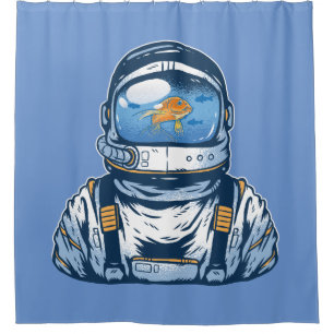 Cortina De Ducha Pez dorado astronauta
