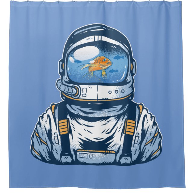 Cortina De Ducha Pez dorado astronauta (Anverso)