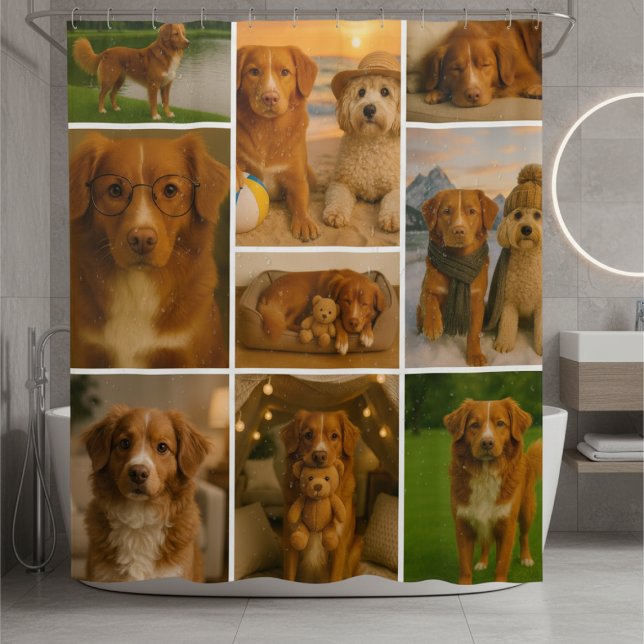 Cortina De Ducha Photo Collage Personalized 9 Photo Template (Photo Collage Personalized 9 Photo Template Shower Curtain by Ricaso. Add photos or your own artwork)