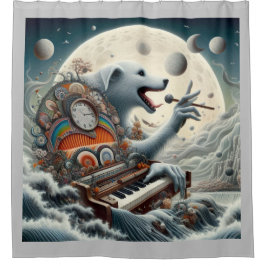 Cortina De Ducha Pianista canis celestial