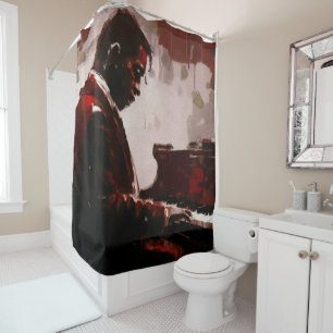 Cortina De Ducha Pianista de bar nocturno