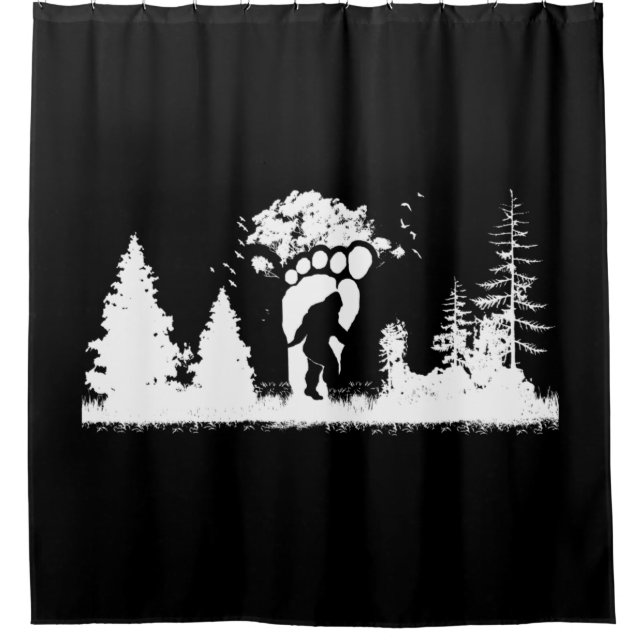 Cortina De Ducha Pie gigante en el bosque Sasquatch Yeti (Anverso)