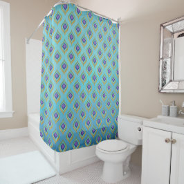 Cortina De Ducha Pieza de pavo real Ikat Patrón de ducha Decoración