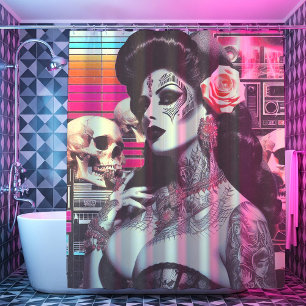 Cortina De Ducha Pin-up espeluznante de Synthwave