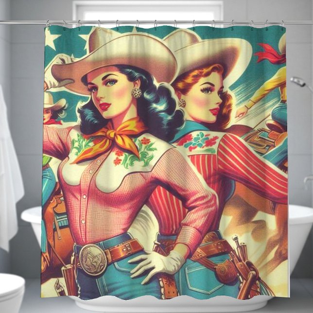 Cortina De Ducha Pin-ups Retro Cowgirls (Subido por el creador)