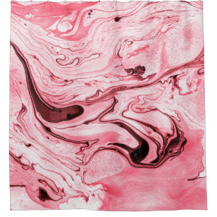 Cortina De Ducha Pincel de agua monocromo abstracto,Futuristi rojo
