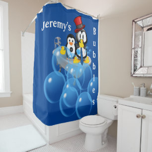 Cortina de ducha Pingüino Burbujas Patos Amarillos