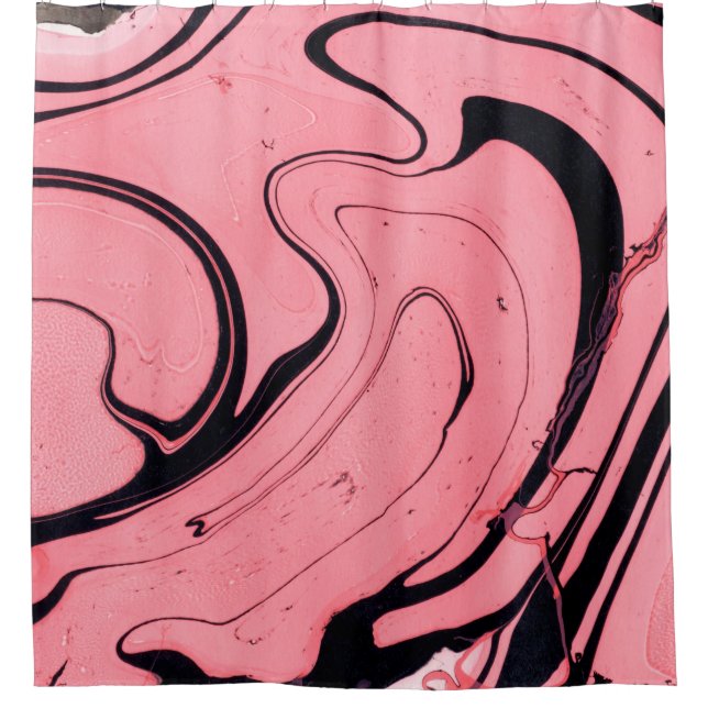 Cortina De Ducha Pink and black marble texture. Hand painted (Anverso)