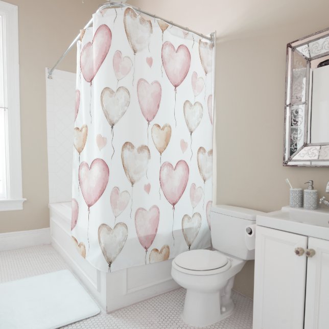 Cortina De Ducha Pink Cream Hearts (In situ)