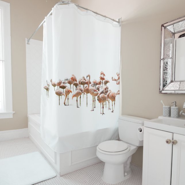 Cortina De Ducha Pink Flamingos Shower Curtain (In situ)