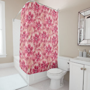 Cortina De Ducha Pink Floral Tie Dye