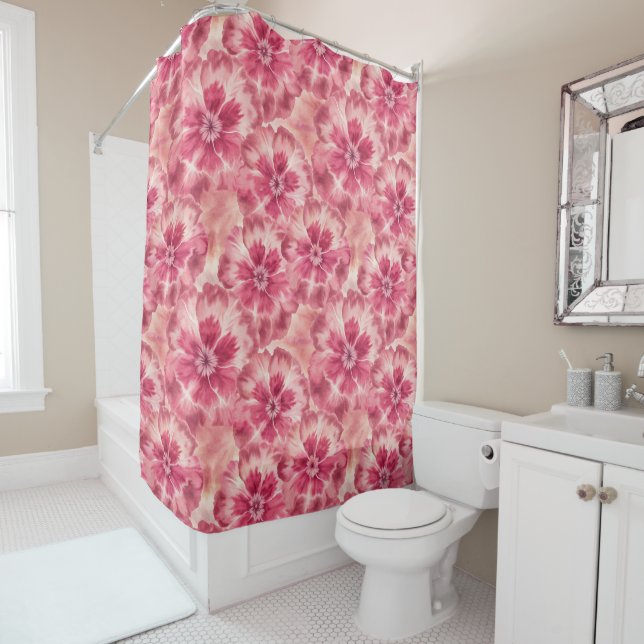 Cortina De Ducha Pink Floral Tie Dye (In situ)