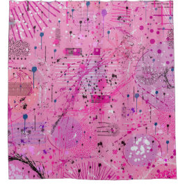 Cortina De Ducha Pink Maximalist Abstract: Raspberry Sundae