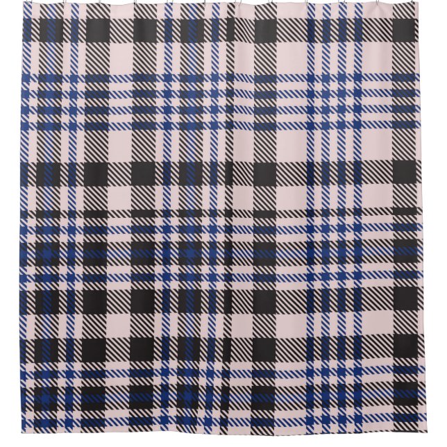 Cortina De Ducha Pink Navy Glen Plaid texturizado patternabina sin  (Anverso)