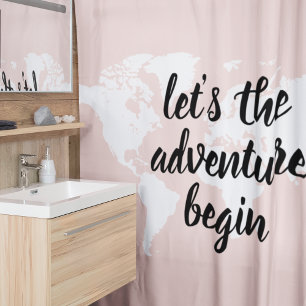 Cortina De Ducha Pink positivo vamos al mapa mundial de aventuras