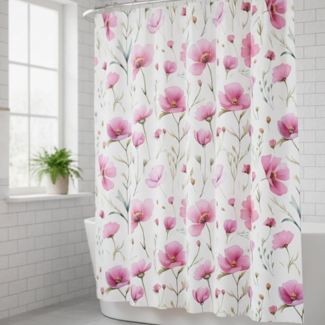 Cortina De Ducha Pink Watercolor Wildflower  (Subido por el creador)