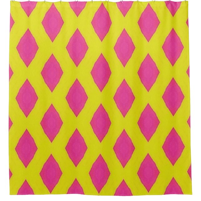 Cortina De Ducha Pink & Yellow Diamond Pattern Shower Curtain (Anverso)