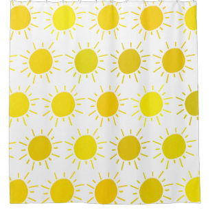 Cortina De Ducha Pintado con sol radiante amarillo caprichoso