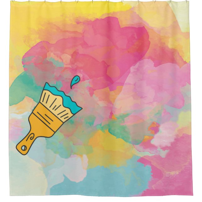 Cortina De Ducha pintado con un pincel (Anverso)
