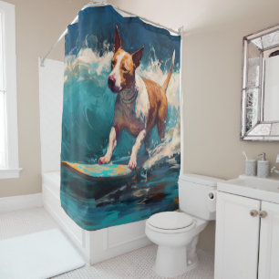 Cortina De Ducha Pintado de surf Bull Terrier Beach
