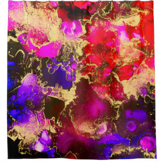 Cortina De Ducha Pintado de tinta de tinta de color rosa morado abs