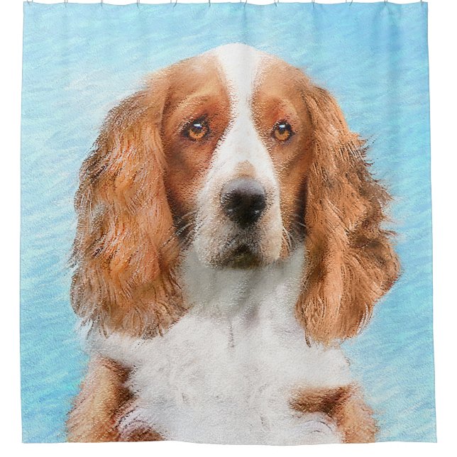 Cortina De Ducha Pintado español de Springer galesa - Arte de perro (Anverso)