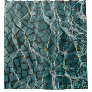 Cortina De Ducha Pintura abstracta azul y blanco