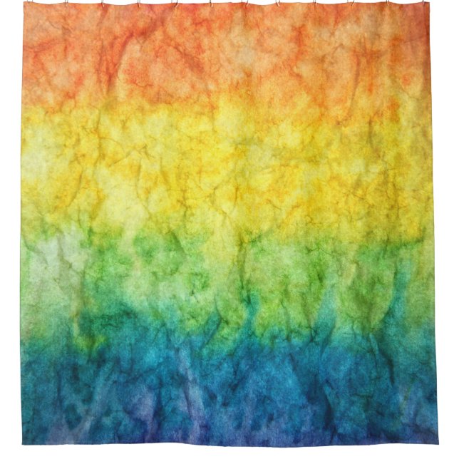 Cortina De Ducha pintura abstracta azul y verde naranja (Anverso)