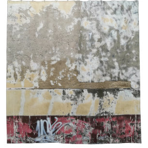 Cortina De Ducha Pintura abstracta de color marrón y blanco