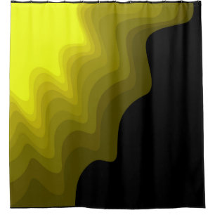 Cortina De Ducha Pintura abstracta de patrones en negro y amarillo