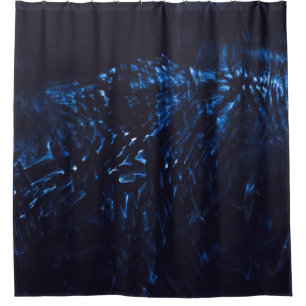 Cortina De Ducha Pintura abstracta en negro y azul