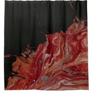 Cortina De Ducha Pintura abstracta en rojo y blanco