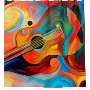 Cortina De Ducha Pintura abstracta sobre el tema de la música y el